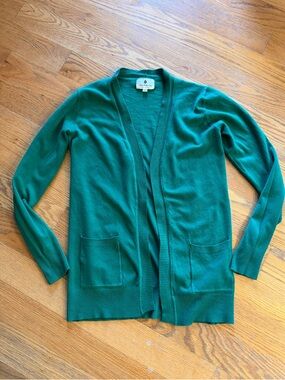 Emerald Green Open Front Pocket Cardigan Sweater